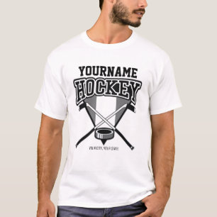 Camiseta Nome Personalizado Stick de Hockey Puck Equipe 