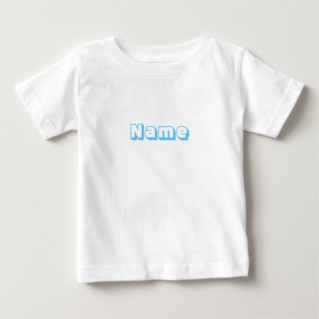 Camiseta Nome personalizado texto azul claro e fofo bebê T- (Frente)