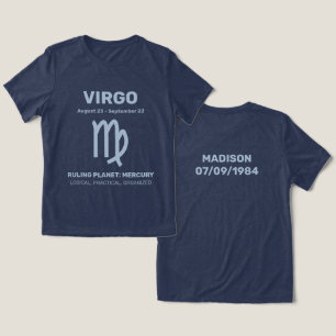 Camiseta Nome Personalizado / Texto Símbolo Zodiac Virgo