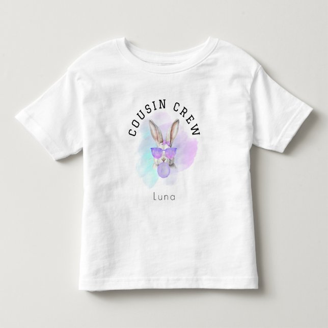 Camiseta Nome Personalizado Toddler Girl Cousin Crew Famíli (Frente)