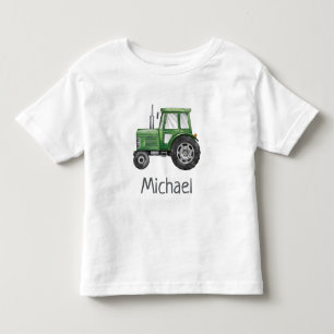 Camiseta Nome Personalizado Trator Verde Fazenda Aquarela