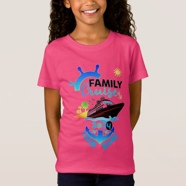 Camiseta nome Personalizado Viagem Familiar Navio  (Frente)