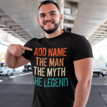 Camiseta Nome Personalizado Vintage O Homem Mito Legenda<br><div class="desc">Nome Personalizado Vintage O Homem Mito Legenda. Agarre este engraçado ditado,  personalizado,  design,  no tema de vintage com cores retrógradas agora,  e faça dele um presente perfeito para seu familiar,  amigo ou colega de trabalho,  para vestir nos feriados ou em qualquer atividade diária.</div>