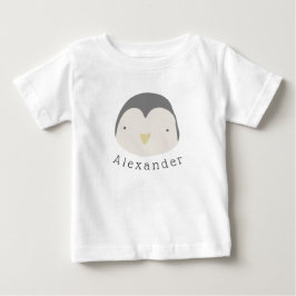 Camiseta Nome personalizável Camisa-T do bebê Pinguim-Cute