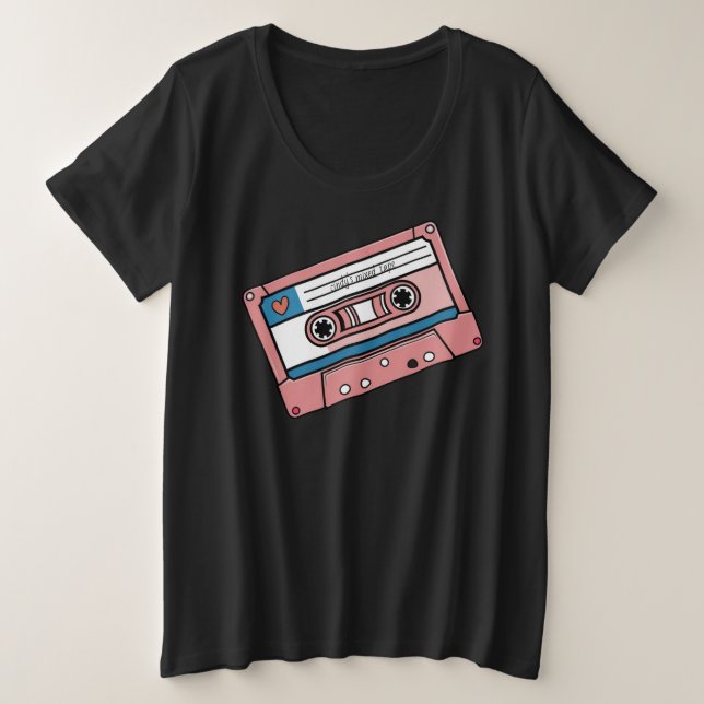 Camiseta Nome personalizável fita cassete mista (Frente do Design)