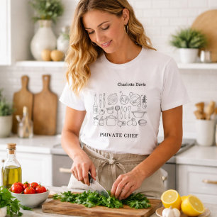 Camiseta Nome privado de cozinheiros guião utensílios de co