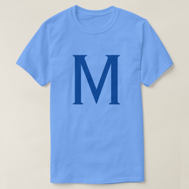 Camiseta Nome próprio do Monograma Azul Inicial (Frente do Design)