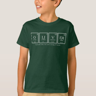 Camiseta Nome químico dos elementos de mesa periódica Olive