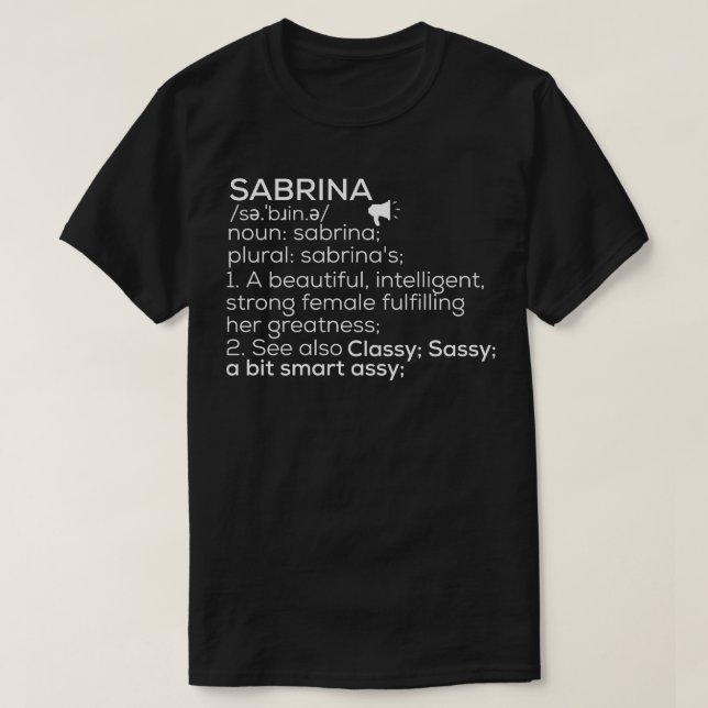 Camiseta Nome Sabrina Definição Sabrina Female Nam (Frente do Design)