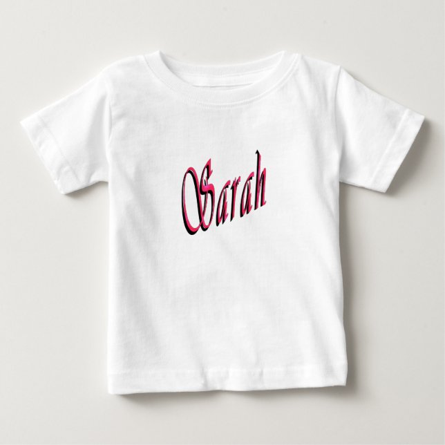 Camiseta Nome Sara Vermelho E Rosa, (Frente)