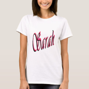 Camiseta Nome Sarah em Vermelho e Rosa,
