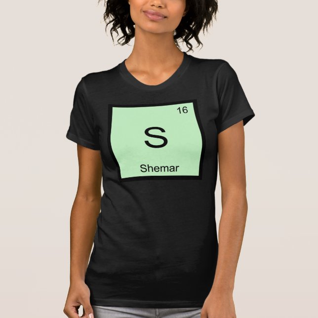 Camiseta Nome Shemar Elemento Químico Tabela Periódica (Frente)
