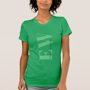 Camiseta Nome Simples Mínimo Brilhante do Monograma Verde E