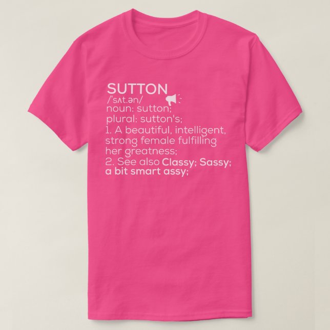 Camiseta Nome Sutton Definição Sutton Sutton Nome feminino  (Frente do Design)