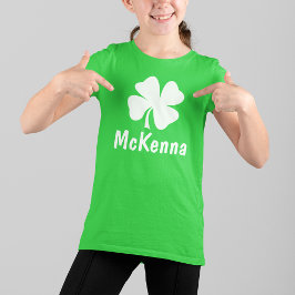 Camiseta Nome Trevo Verde Dia de São Patrício Crianças