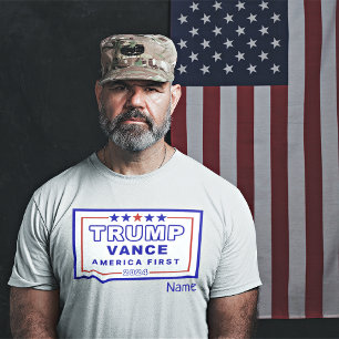 Camiseta Nome, Trump-Vance 2024 Adulto S - 6XL, Unisex Bran
