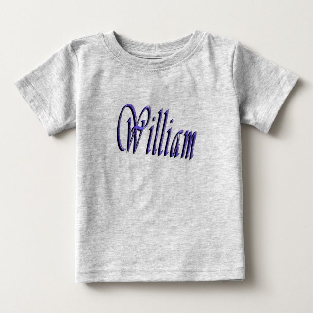 Camiseta Nome William em Brilho Azul, (Frente)