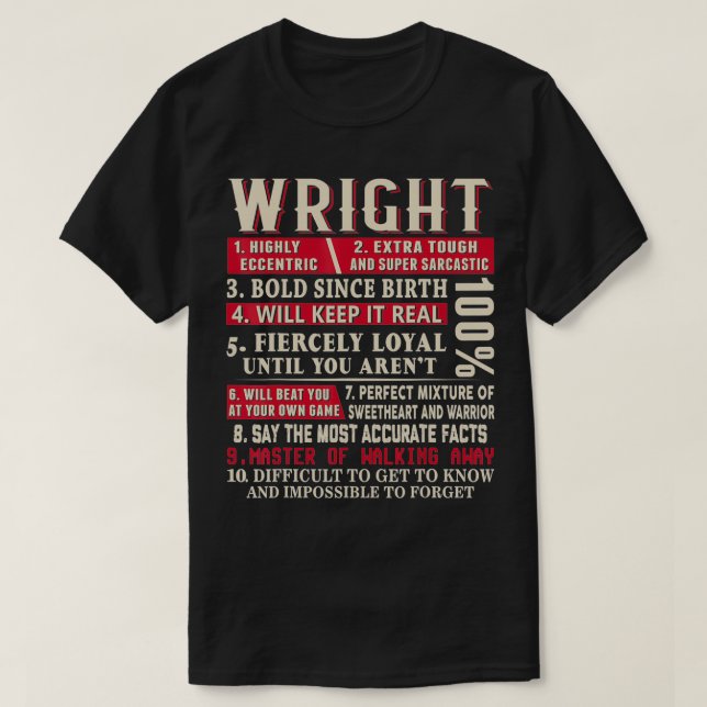 Camiseta Nome Wright Dif Wright Wright Sobrenome  (Frente do Design)