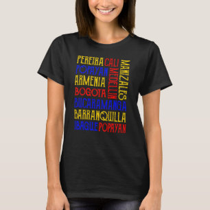 Camiseta Nomes das cidades da Colômbia
