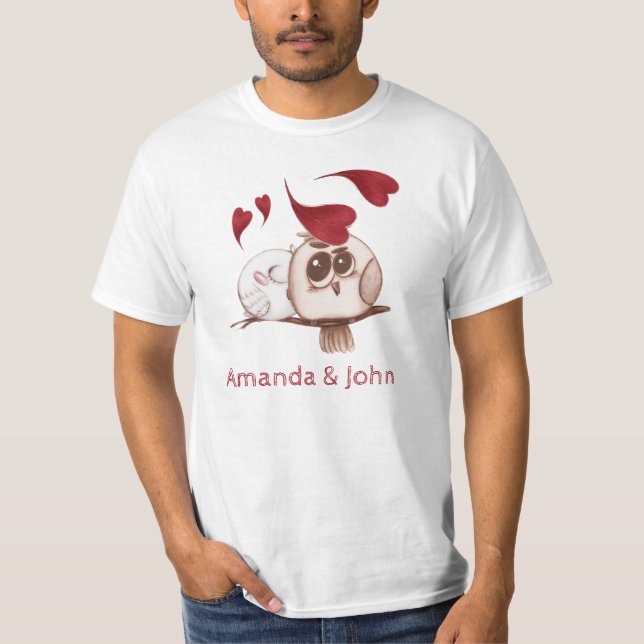 Camiseta Nomes de Casais de Coruja Personalizada (Frente)