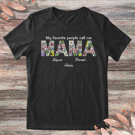 Camiseta Nomes de Crianças de Ilustração Floral da Mama Cot