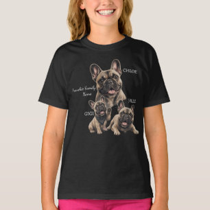 Camiseta Nomes de Família de Bulldog Francês Personalizados