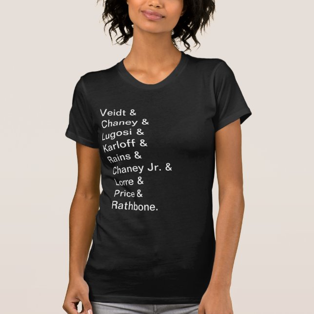 Camiseta Nomes de filmes clássicos de horror (Frente)