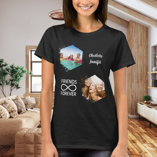 Camiseta Nomes de fotos de amigos para sempre preto