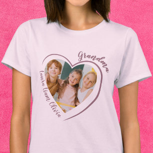 Camiseta Nomes dos Netos da Vovó Foto Coração
