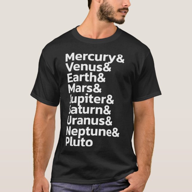 Camiseta Nomes dos planetas do sistema solar - Branco (Frente)