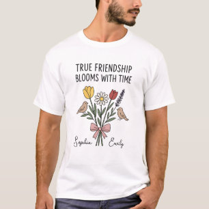 Camiseta Nomes florais de Amizade Personalizada