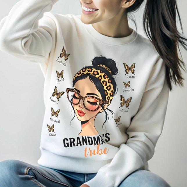 Camiseta Nomes personalizados de Leopard Messy Bun e Borbol (Criador carregado)
