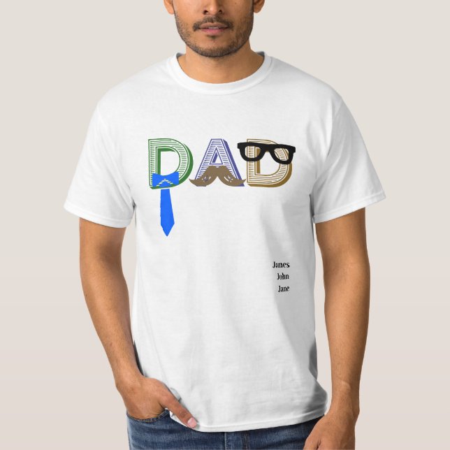 Camiseta Nomes Personalizados do Pai Engraçado do dia de os (Frente)