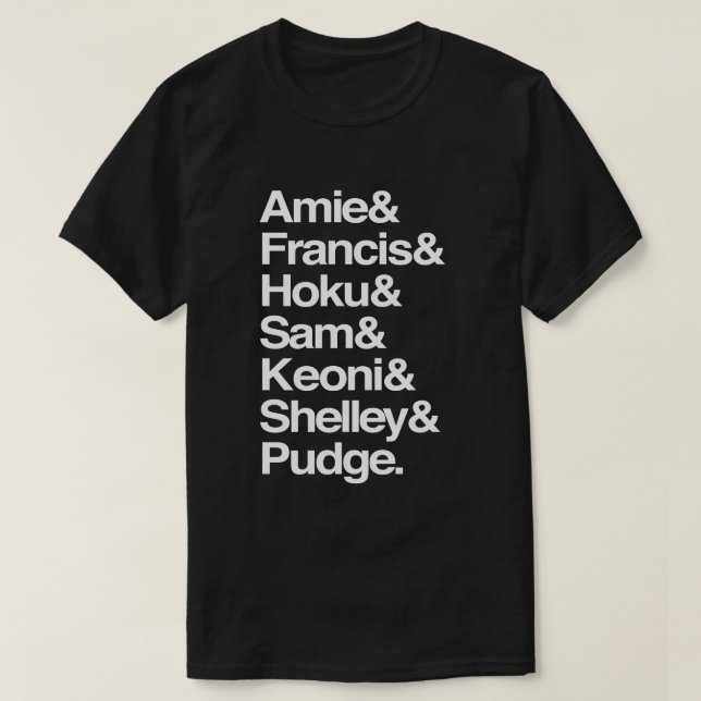 Camiseta Nomes personalizados dos membros da família (Frente do Design)