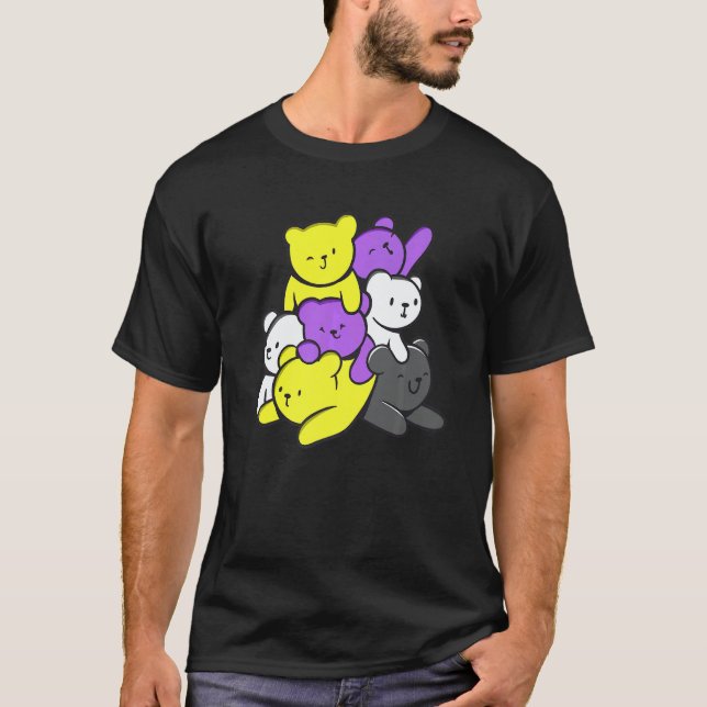 Camiseta Nonbinary Cute Bears Nonbinary Flag Nonbinary Prid (Frente)
