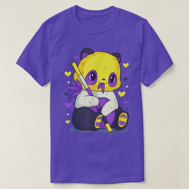 Camiseta NonBinary Pride Flag Panda Genderqueer LGBT Gay Pr (Frente do Design)