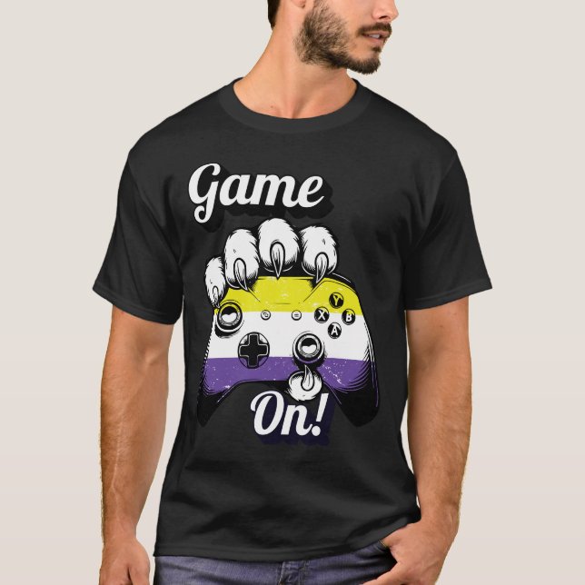 Camiseta Nonbinary Pride Game On Tiger Paw Controller Shirt (Frente)