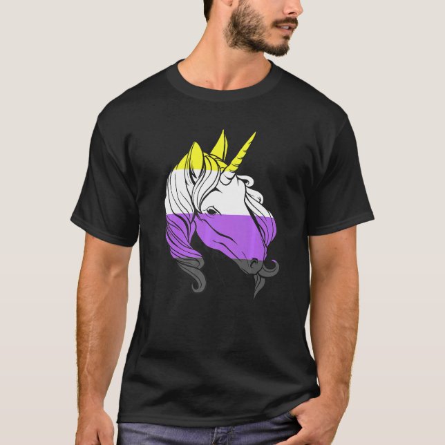Camiseta Nonbinary Unicorn Nonbinary Flag LGBTQ Nonbinary P (Frente)