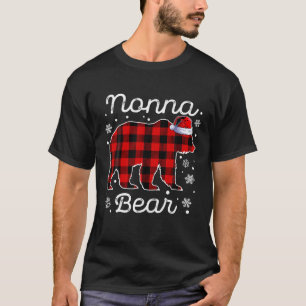 Camiseta Nonna Bear Natal Pijamas Vermelhas Xadrez Buffalo