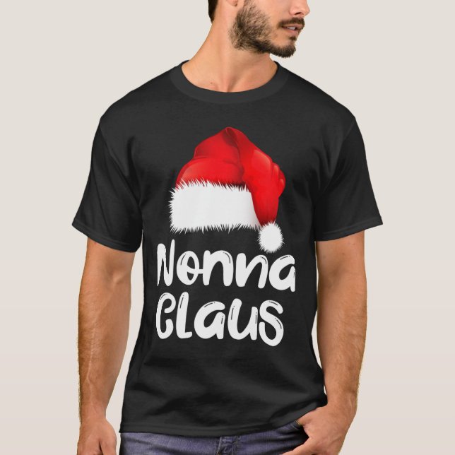 Camiseta Nonna Claus Christmas Family Matching Santa Hat Pa (Frente)