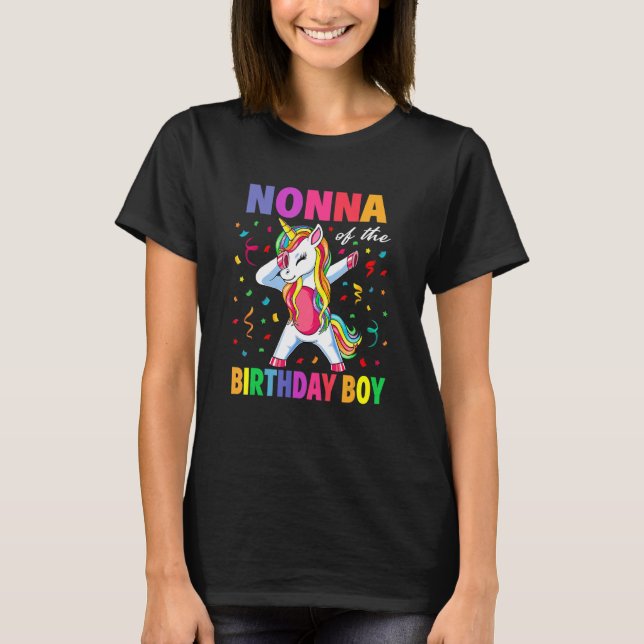 Camiseta Nonna do Festa de aniversário Boy Dabbing Unicorn  (Frente)