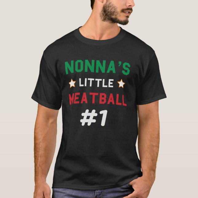 Camiseta Nonna Little Meatball Vovó Italiana Dizendo Menino (Frente)