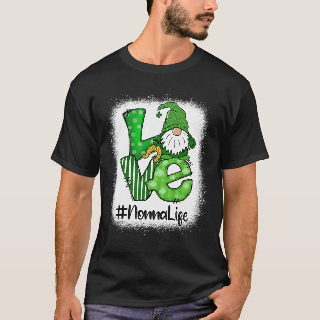 Camiseta Nonna Love St Patricks Day Bleached Gnome Lucky  (Frente)