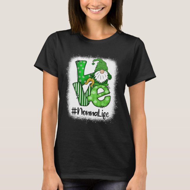 Camiseta Nonna Love St Patricks Day Bleached Gnome Lucky  (Frente)