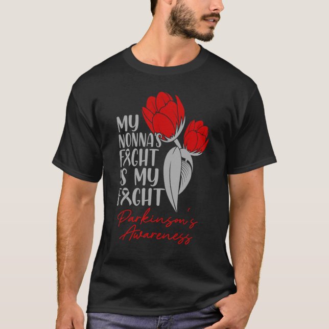 Camiseta Nonna luta minha luta contra o mal de Parkinson (Frente)