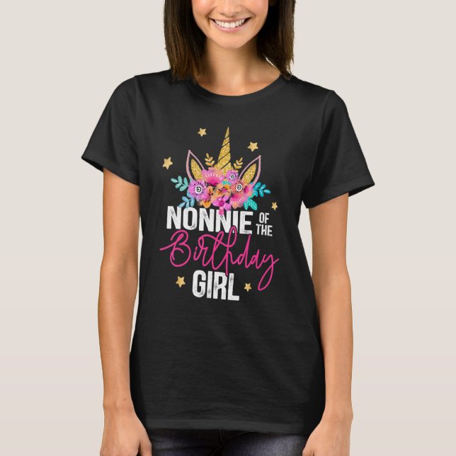 Camiseta Nonnie Of Birthday Girl Party Unicorn Girl (Frente)