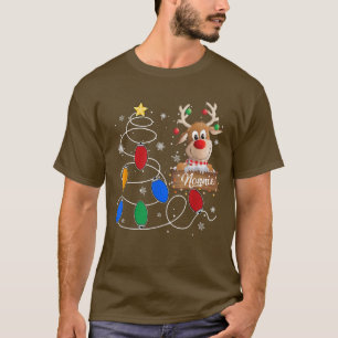 Camiseta Nonnie Reindeer Luz Cristo de Árvore de Natal