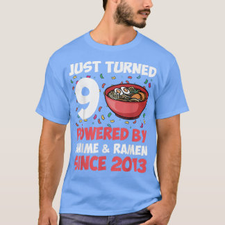 Camiseta Nono Aniversário Anime Kawaii Ramen 9 Anos Raparig