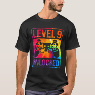 Camiseta Nono Aniversário Gamer 9 Anos de Idade Tie Dye Boy