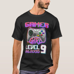 Camiseta Nono Aniversário Gamer Girl Nível 9 Desbloqueada G